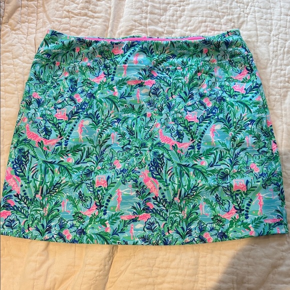 🌴 Lilly Pulitzer 14 ⛳️ Luxetic Monica golf skort Blue Horizon Par Fection UPF50 - Picture 1 of 15